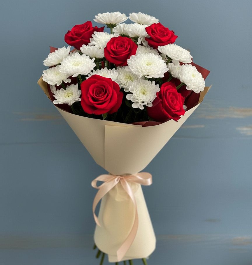 Букет цветов из: Розы и Хризантемы в Балаганске