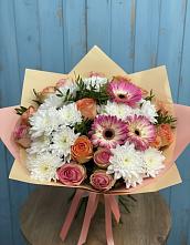 Букет цветов из:  Розы, Герберы и Хризантемы #REPLACE_PRED# Балаганске