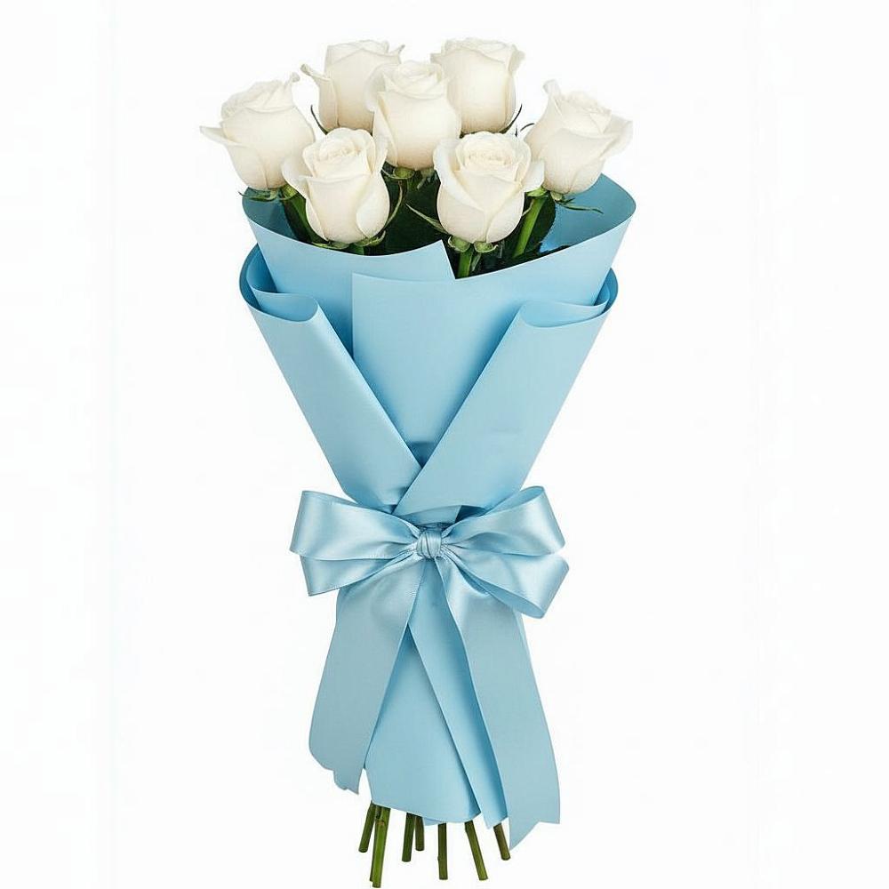 Букет 7 белых роз Проуд в Балаганске