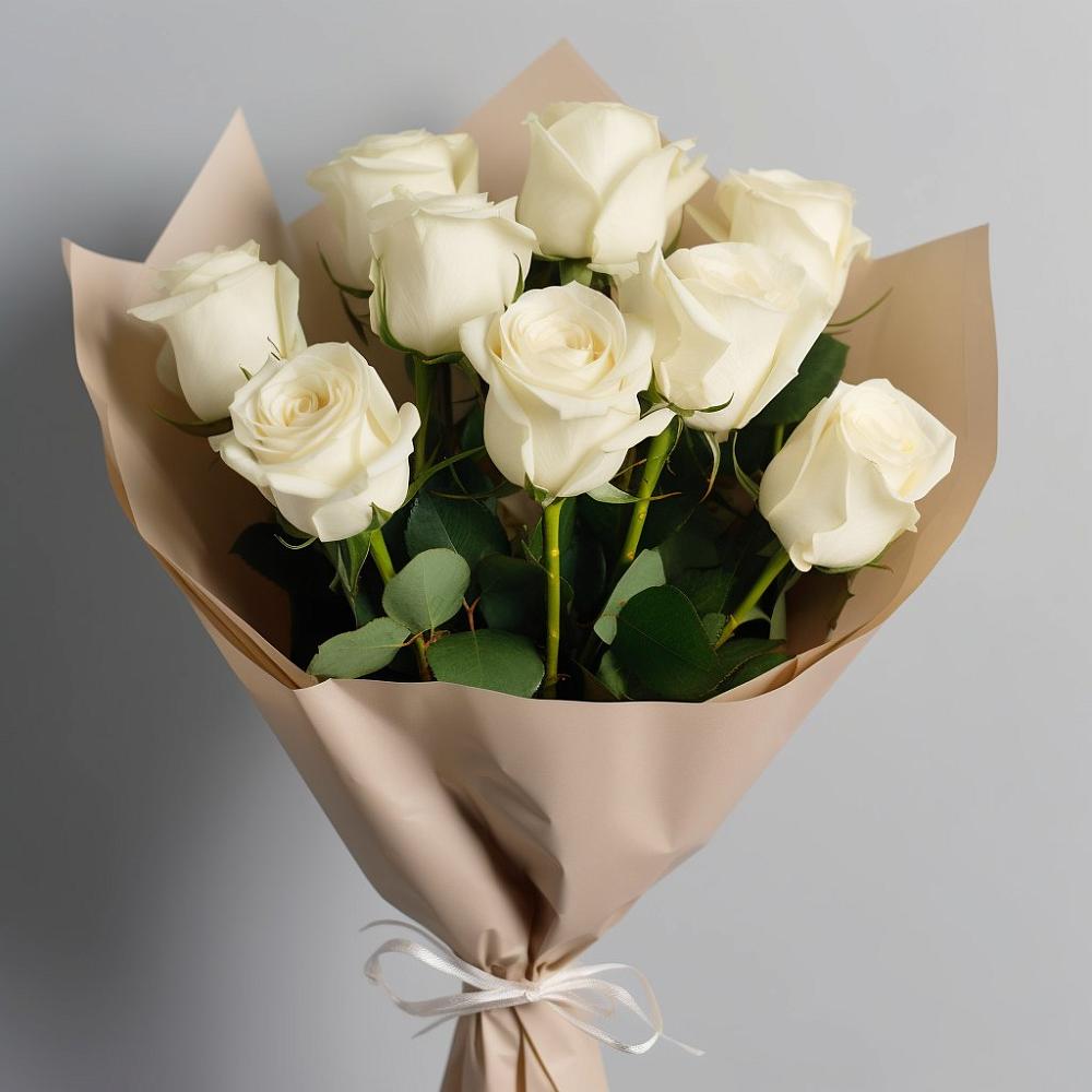 Букет 9 Белых роз Эдлесс Лав в Балаганске