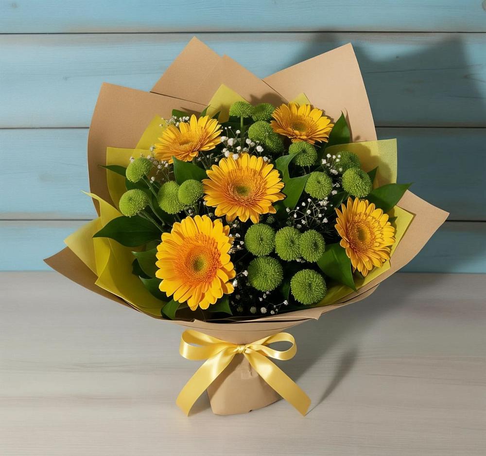 Букет цветов из: Герберы и Хризантемы в Балаганске