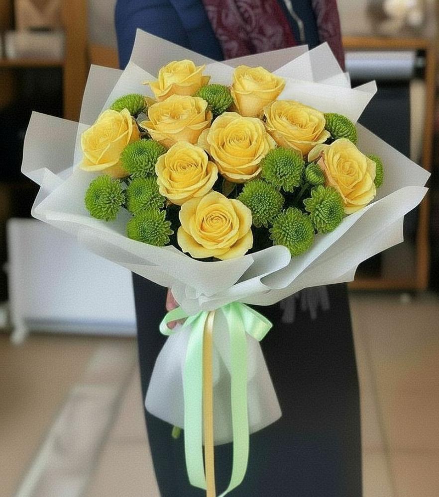 Букет цветов из: Хризантемы и Розы в Балаганске