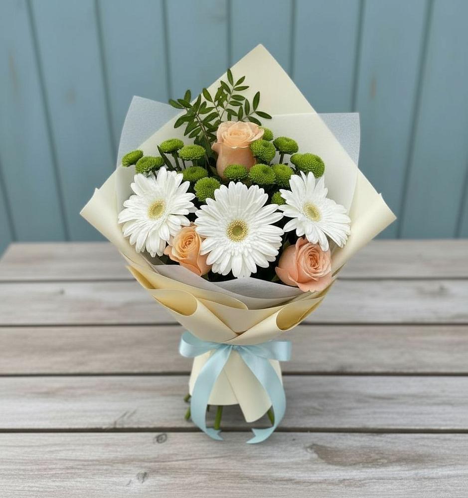 Букет цветов из: Герберы, Розы и Хризантемы в Балаганске