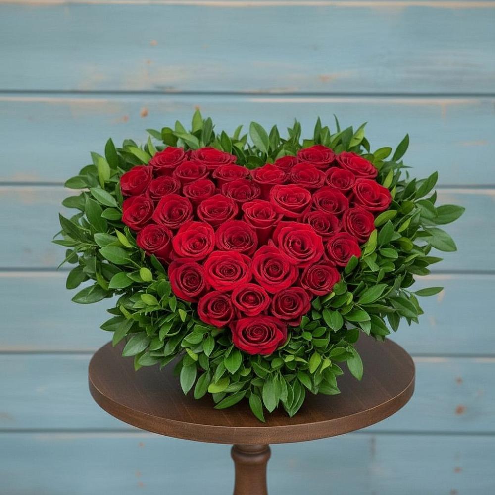 Цветочная композиция из Розы в виде сердца в Балаганске