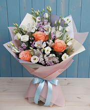 Букет цветов из:  Лизиантусы, Розы, Альстромерии и Гипсофила #REPLACE_PRED# Балаганске