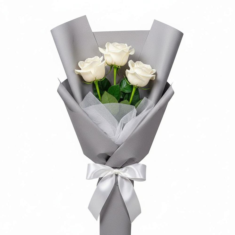 Букет 3 белые розы в Балаганске
