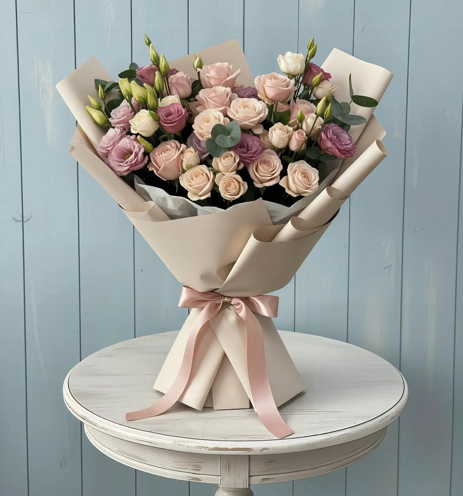 Букет цветов из: Розы и Лизиантусы в Балаганске