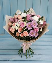 Букет цветов из:  Хризантемы, Розы и Альстромерии в Балаганске