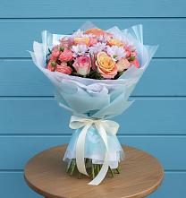 Букет цветов из:  Хризантемы и Розы в Балаганске