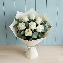 Букет Белые розы в Эвкалипте в Балаганске